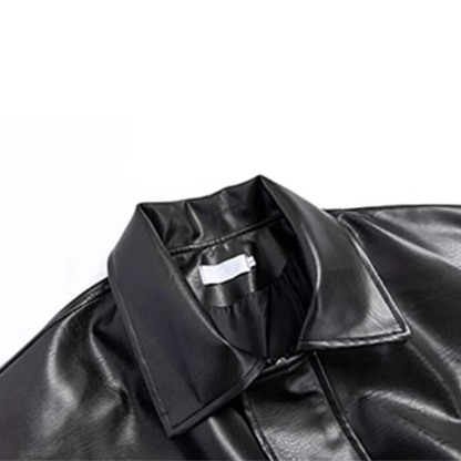 Autumn PU Leather Jacket For Men, High-End Look With Turn-Down Collar, Loose-Fit Casual Short Jacket With A Rebellious Edge, Versatile And Trendy, Perfect For Everyday Wear.