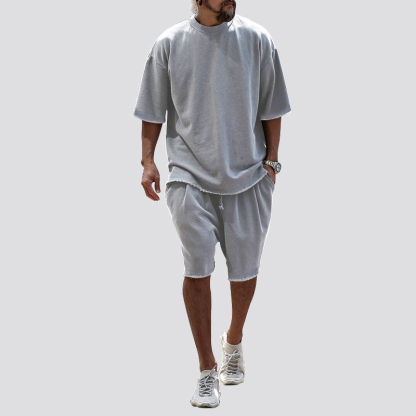 Men's Casual Loose Fit Solid Sports Sets