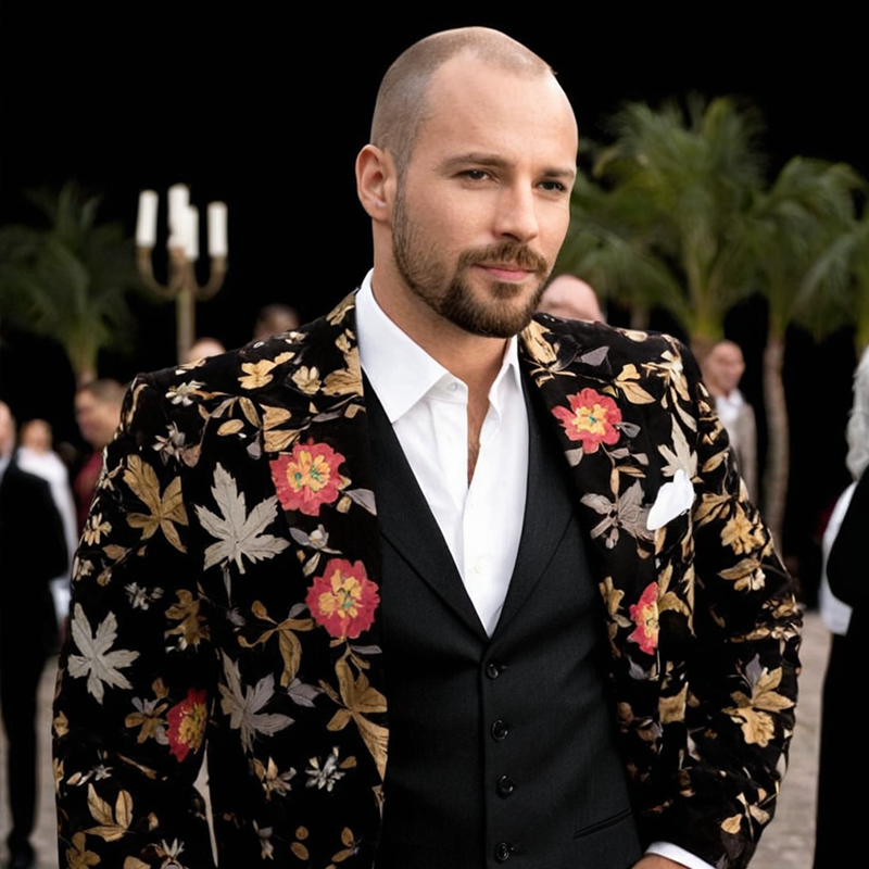 Botanical Elegance Men's Printed Blazer - Lightweight Floral Print Spring And Summer Blazer For Weddings And Casual Events