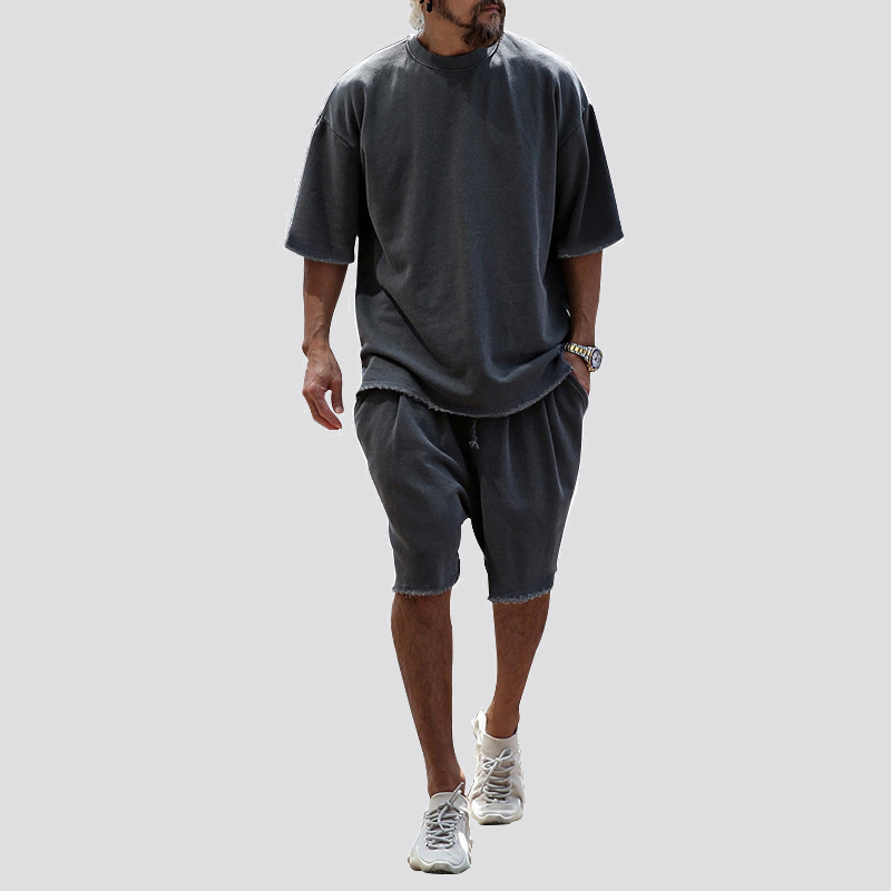 Men's Casual Loose Fit Solid Sports Sets