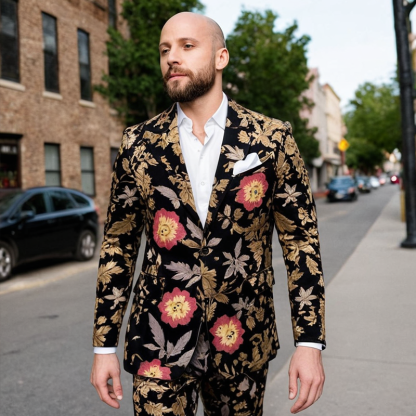 Botanical Elegance Men's Printed Blazer - Lightweight Floral Print Spring And Summer Blazer For Weddings And Casual Events