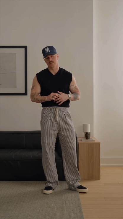 Vertical Striped Casual Trousers