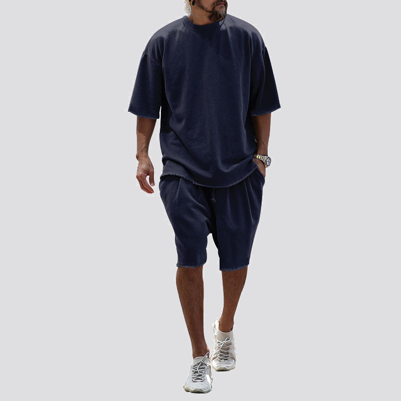 Men's Casual Loose Fit Solid Sports Sets