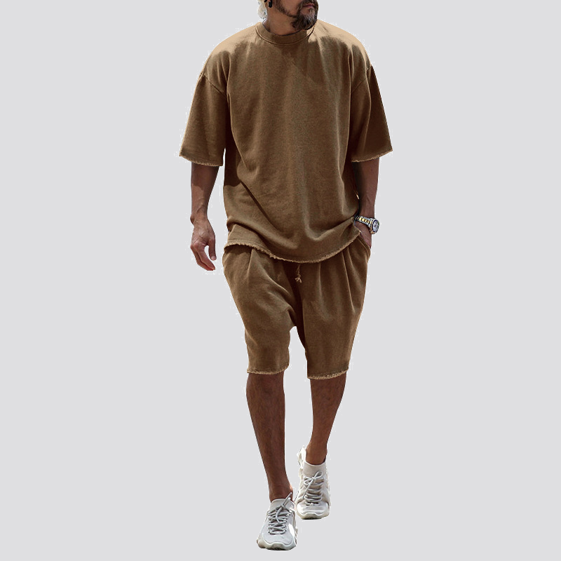 Men's Casual Loose Fit Solid Sports Sets