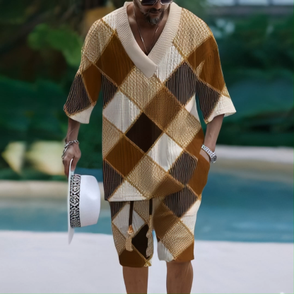Men's Diamond V-Neck Summer Set