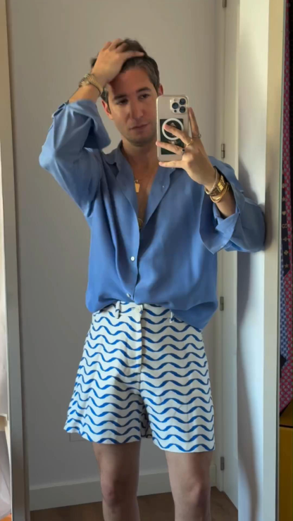 Men's Summer Wave Stripe Casual Loose Shorts