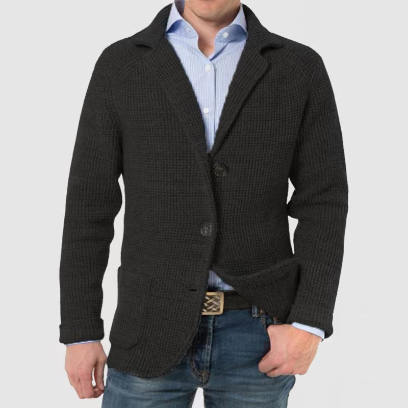 Men's Stand Collar Knit Blazer Jacket