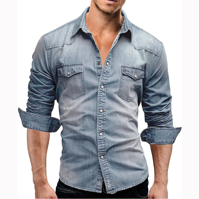 Men's Vintage Washed Denim Shirt