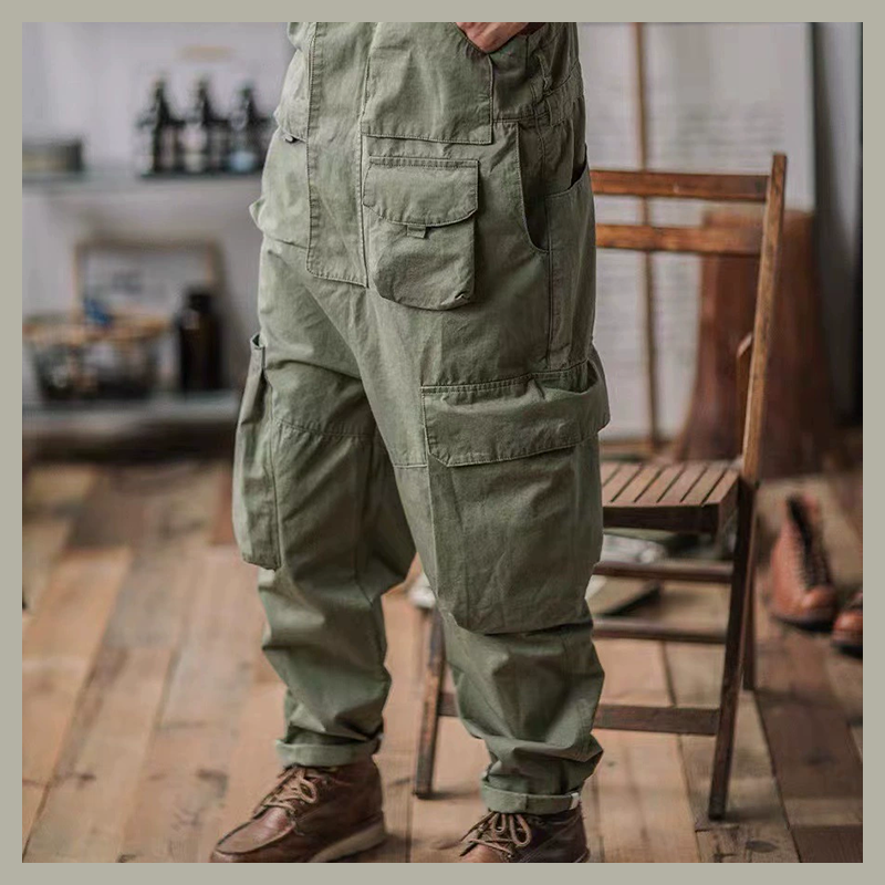 Men's Heavy Duty 1000gsm Cotton Work Clothes - Straight Leg Utility Pants With Adjustable Suspenders And 8+ Multi-Function Pockets