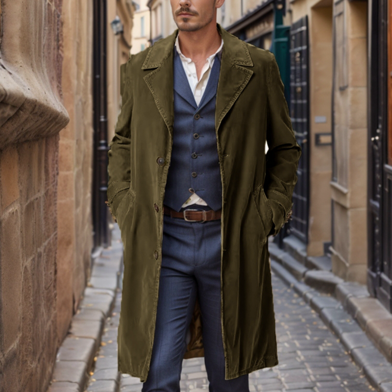 Men's Corduroy Regular Trench Coats Coats Jackets 