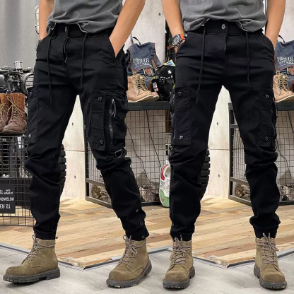 Men's Tactical Cargo Pants - Utility Workwear Outdoor Adventure Straight-Leg Elastic Ankle Joggers