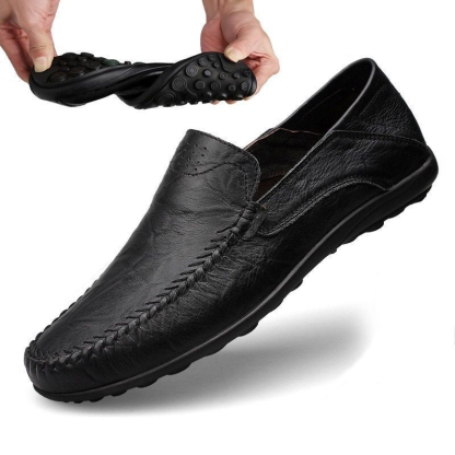 Men's Premium Genuine Leather Breathable Slip-On Loafers