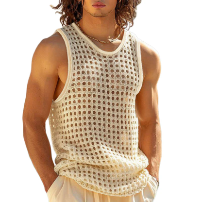 Men's Casual U-neck Hollow Mesh Loose Tank Top