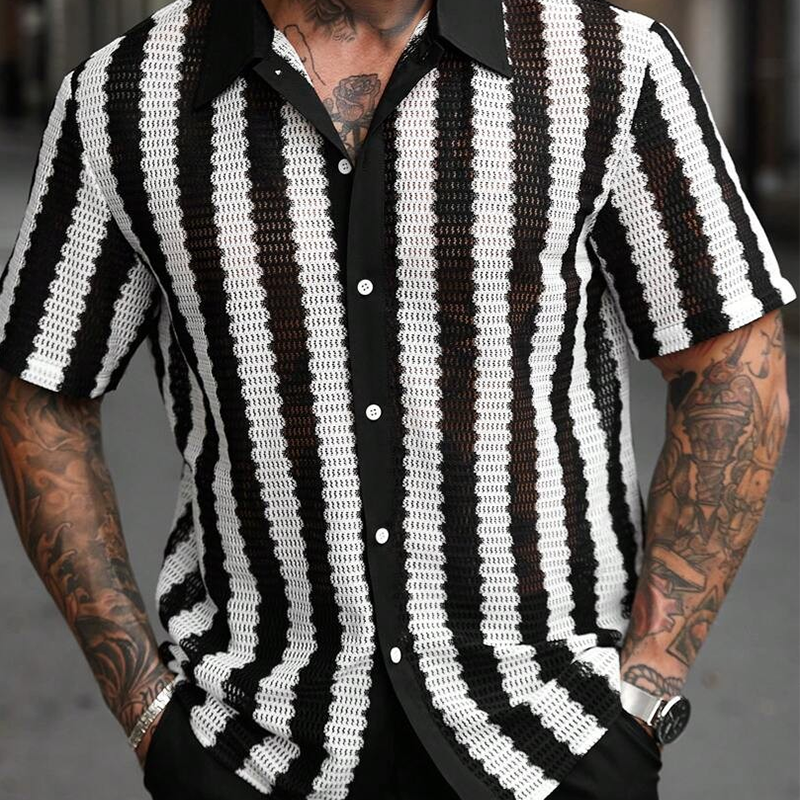 Men's Striped Short Sleeve Knitted Shirt