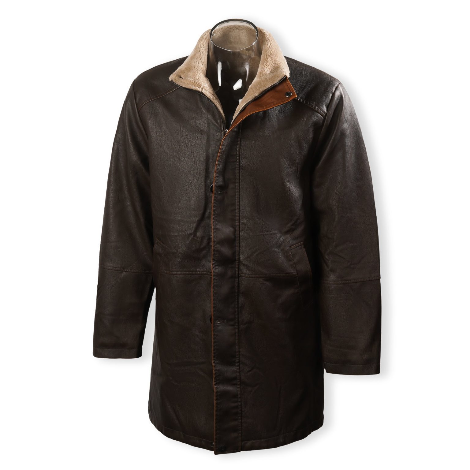 2024 Men’s Vintage Double Stand Collar Leather Coat