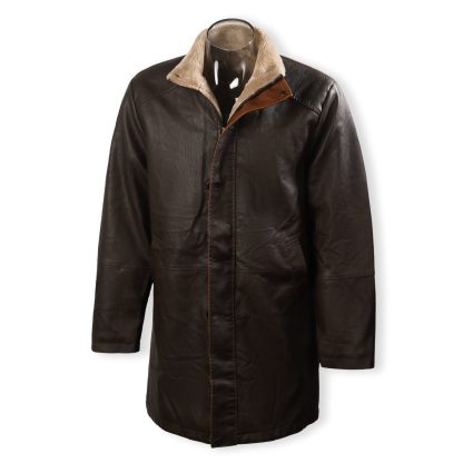 2024 Men’s Vintage Double Stand Collar Leather Coat