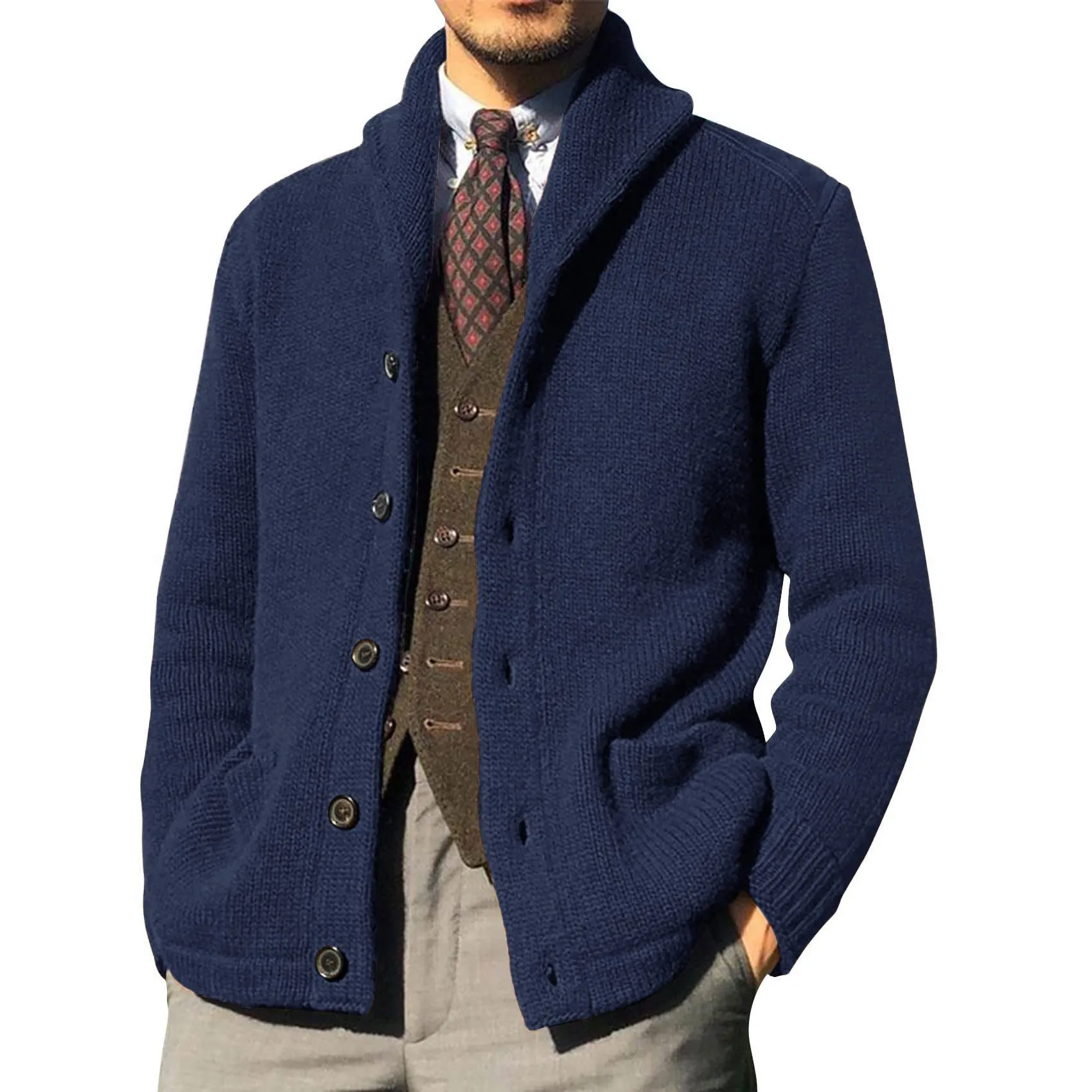 Jacket Men Thick Knitted