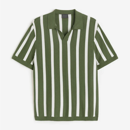 Men's Summer Green Stripes Polo Shirt 