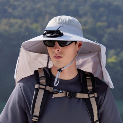 【24-Hour Shipping Out】Solar Powered Cooling Fan Hat For Men