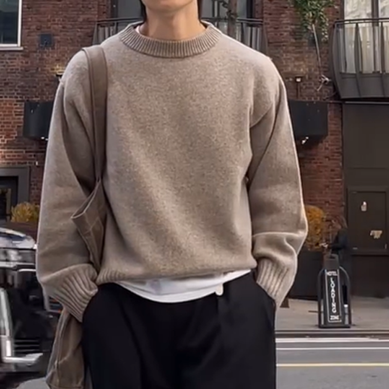 Men's Autumn and Winter Pullover Crew Neck Sweater, Classic Ribbed Men's Casual Sweater, Soft & Comfortable, Men's Knitted Pullover