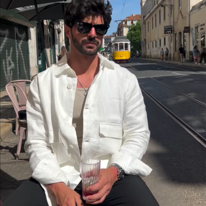 Men's Solid Color Work Jacket with Multiple Pockets, Casual Utility Coat for Everyday Wear, Relaxed Fit Outdoor Jacket for Men