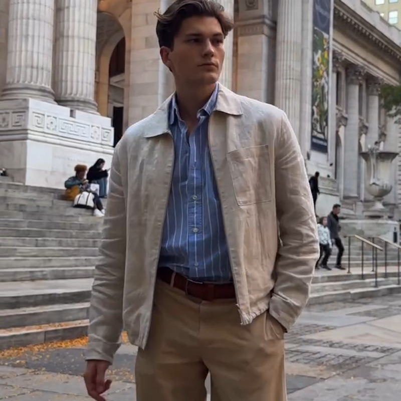 Men's Cotton Work Jacket, Fall Winter Casual Coat with Stand Collar and Multiple Pockets, Utility Jacket for Layering