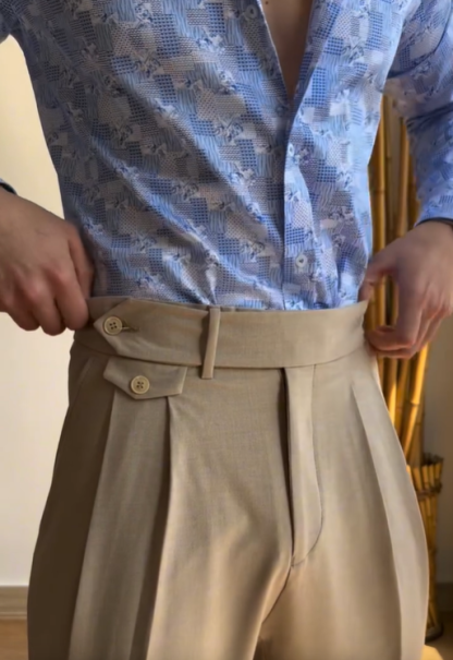 Men's Spring & Fall Casual Wrinkle-Resistant Trousers – Vintage Napoli-Inspired Trendy Pants for Commuting & Everyday Wear