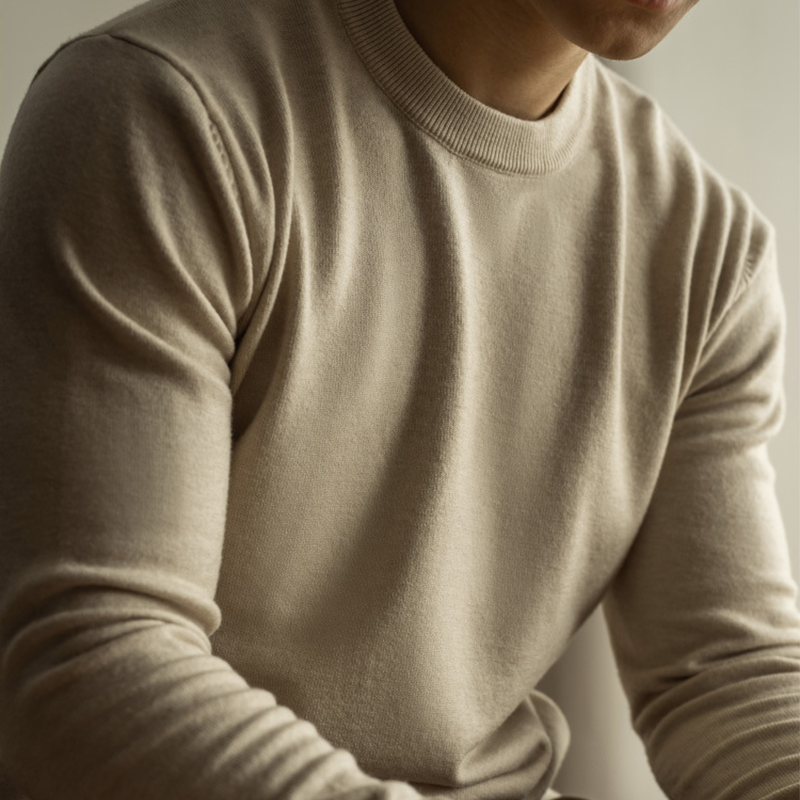 Men's Fall and Winter Essential Crewneck Sweater, Comfortable Tencel Wool Blend Knit, Machine Washable, Casual Crew Neck Pullover