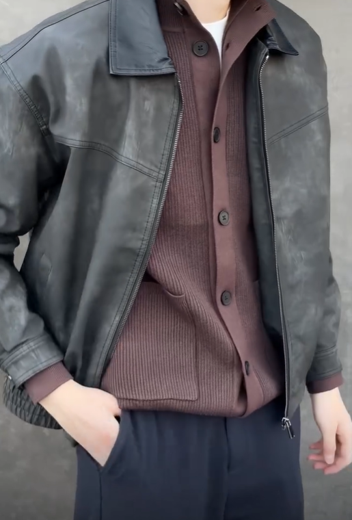 Men's Retro American Style PU Leather Jacket – Trendy Casual Flight Bomber Jacket for Spring & Fall, Stylish Short Biker Jacket