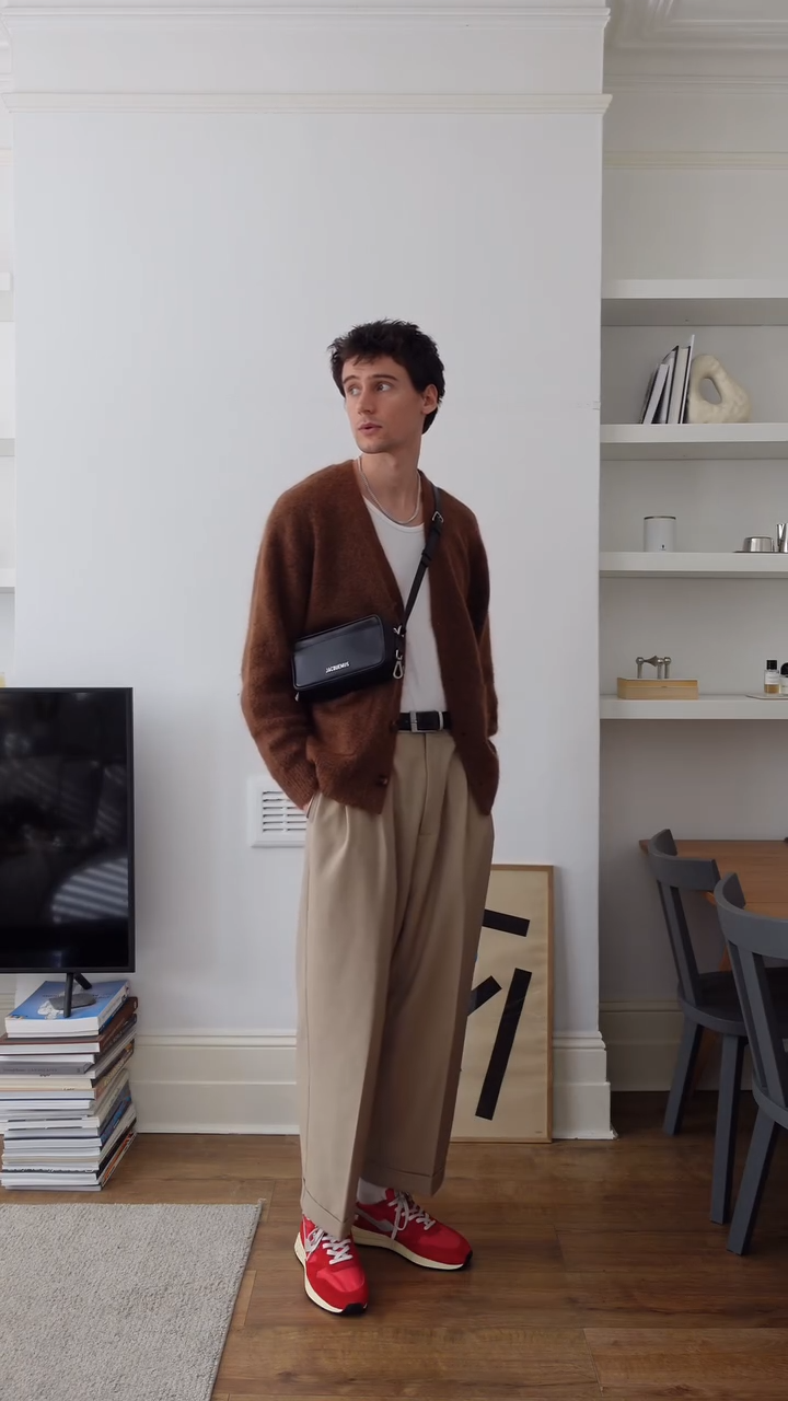 Men's Autumn/Winter Korean Style Loose Knit Cardigan – V-neck Single Button Sweater, Casual INS Trendy, Solid Color, Perfect for Layering