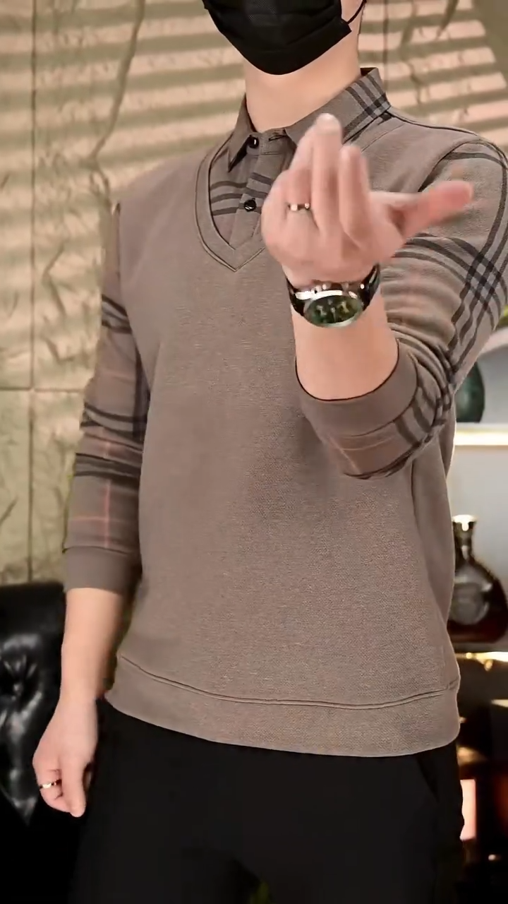 Men's Faux Two-Piece Shirt – Winter Fleece Lined, Thickened Collared Base Layer, Warm & Versatile for Everyday Wear