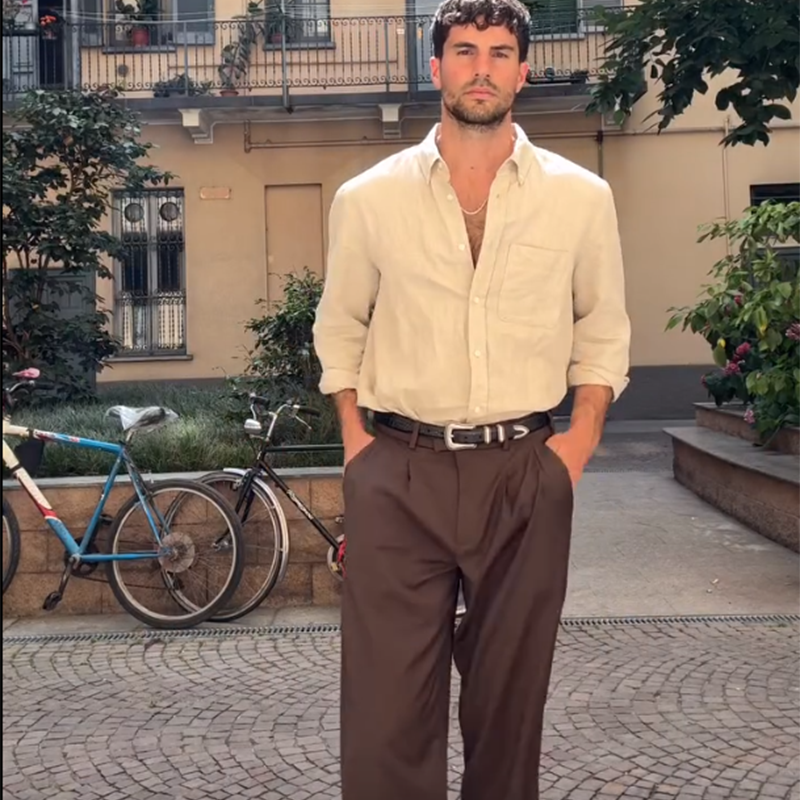 2025 Autumn New Men's Retro Casual Pants, Loose Straight Casual Pants, Smooth Drape Suit Trousers, All-match For Daily and Business Wear 