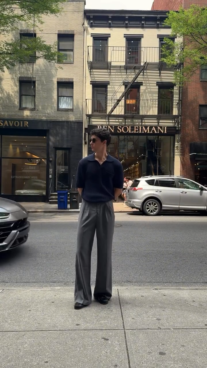 Men's Pleated Dress Pants – Autumn Smooth Drape Wide-Leg Trousers, Loose Straight Fit Vintage Casual Streetwear