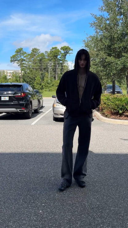 Unisex Oversized Zip-Up Sweatshirt – Double-Sided Air Layer Tech Fabric, Space Cotton Hoodie for Autumn Winter