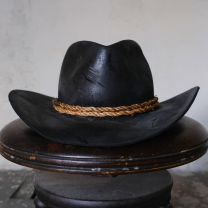 Men's Wool Fedora, Classic Jazz Hat, Western Cowboy Sheep Felt Hat, Round Crown and Curved Brim