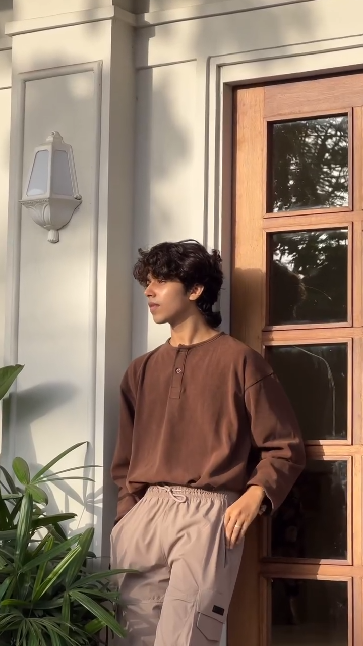 Men's Long Sleeve T-Shirt – Spring Autumn Loose Casual Cotton Tee, Korean Trendy White Basic Top