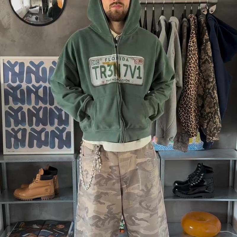 Unisex Vintage American Embroidered Hoodie – Relaxed Fit Streetwear, Letter Embroidery Casual Pullover Jacket, Retro Oversized Sweatshirt