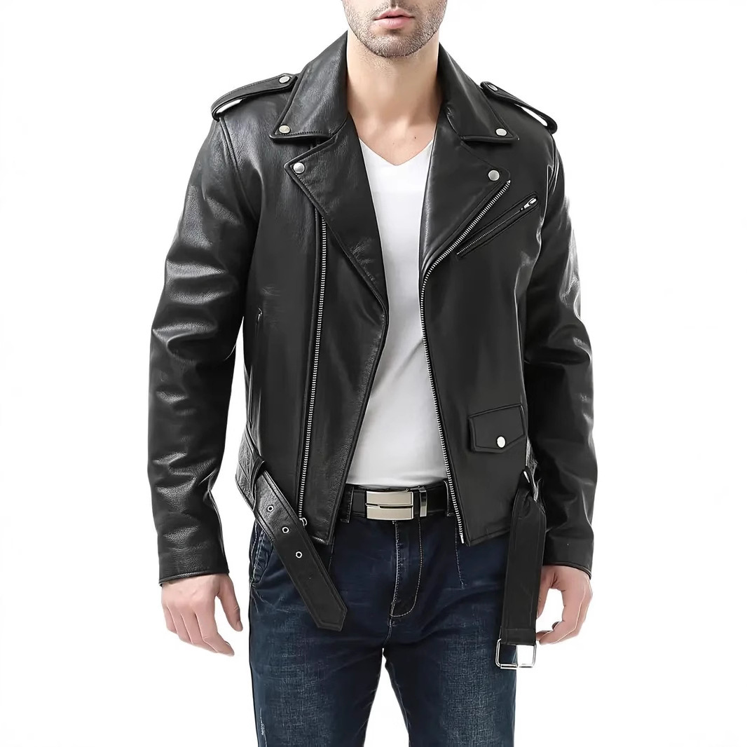 Men’s Motorcycle PU Leather Jacket – Casual Streetwear Outerwear for Everyday Style