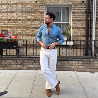 Men's Light Blue Denim Shirt, A Versatile Denim Shirt For Layering In Fall and Winter