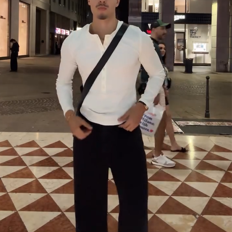 Men’s Casual American-Style Long Sleeve Polo T-Shirt Fall Winter New Relaxed Fit Versatile Base Layer Top