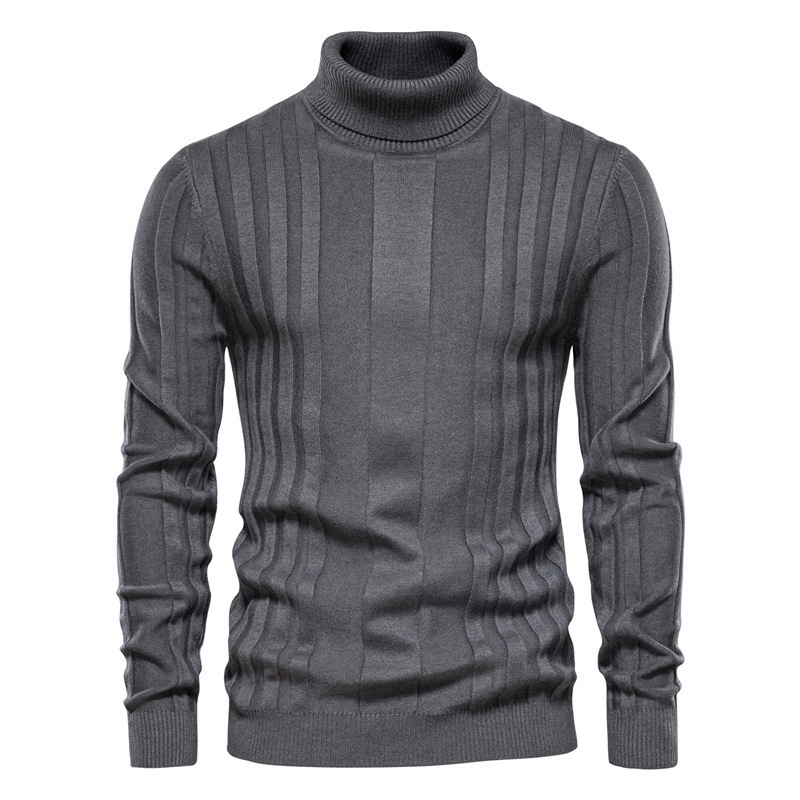 Sweater Autumn New Men's High Neck Casual Knit Warm Base Shirt Men's Solid Color Pullover