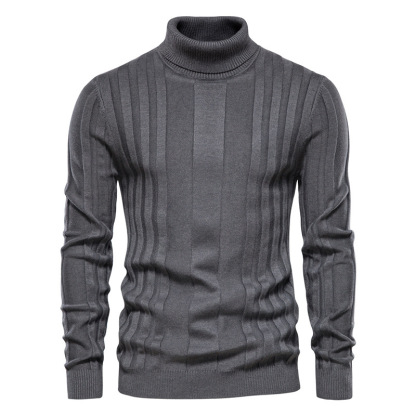 Sweater Autumn New Men's High Neck Casual Knit Warm Base Shirt Men's Solid Color Pullover