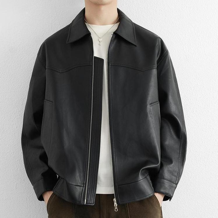 Men’s Autumn Lapel Motorcycle PU Leather Jacket – Stylish, Versatile, and Effortlessly Cool
