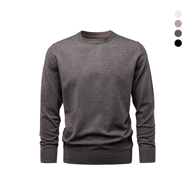 Men’s Wool Crewneck Sweater – Fall Winter Solid Knit Pullover, Soft Minimalist Base Layer in Relaxed Fit