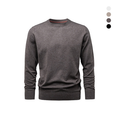 Men’s Wool Crewneck Sweater – Fall Winter Solid Knit Pullover, Soft Minimalist Base Layer in Relaxed Fit
