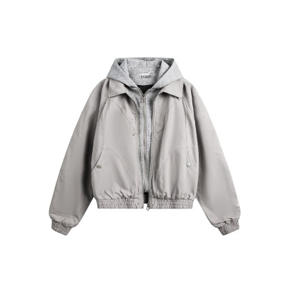 Vintage Washed Canvas Short Jacket | Unisex Street Style Layered Look Jacket for Spring & Fall