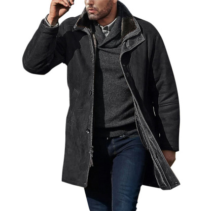 Men's Mid-Length Loose-Fitting Tweed Coat