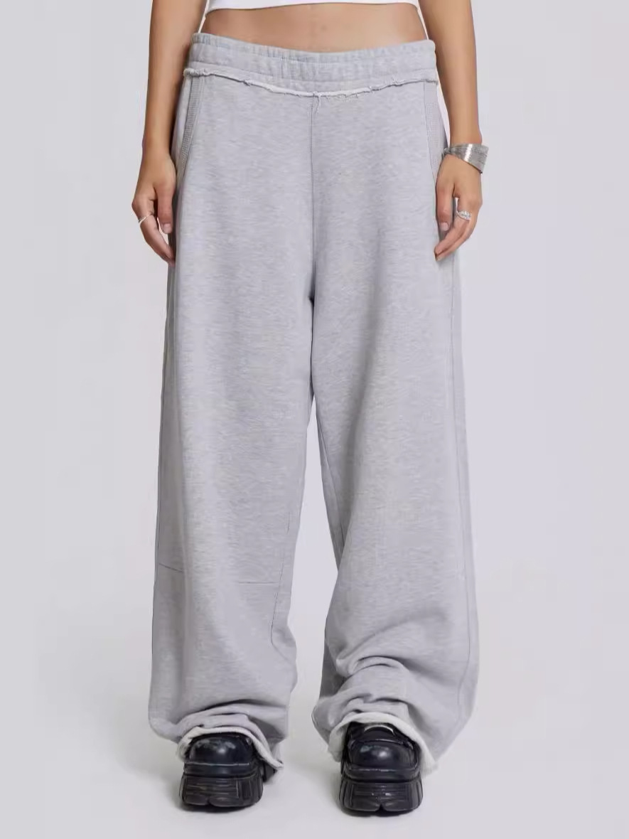 Unisex Street Style Gray Casual Pants – Relaxed Fit Sweatpants for Everyday Comfort and Trendy Couple Outfits