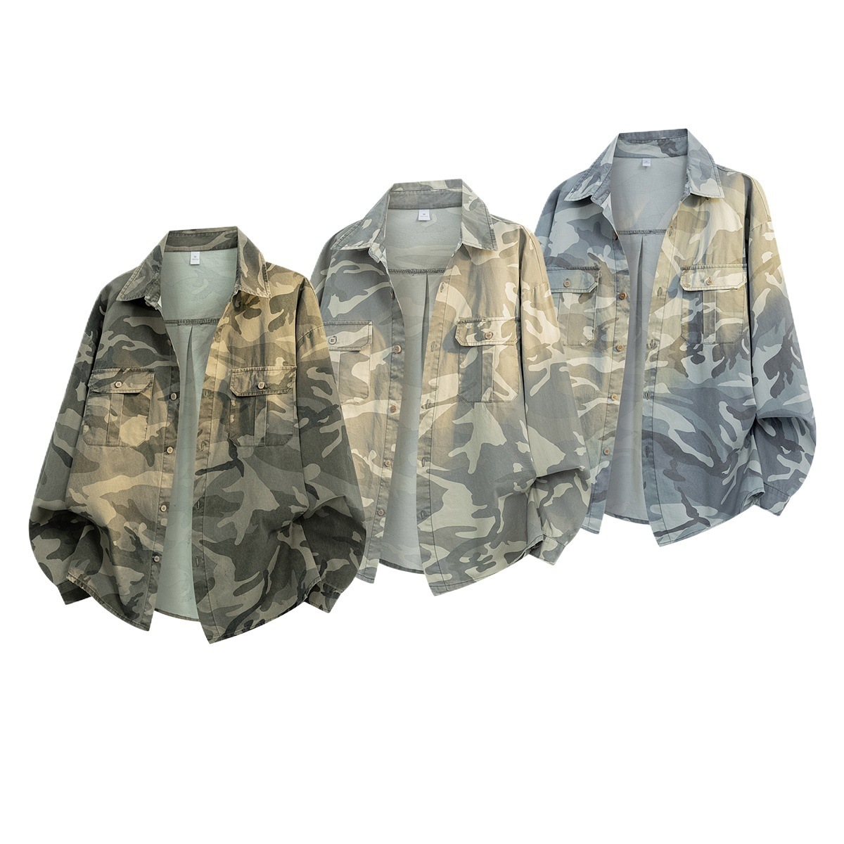 Men’s Camo Cargo Shirt Jacket – Loose-Fit Lightweight Outdoor Overshirt for Fall, Casual Streetwear Sun Protection Outerwear