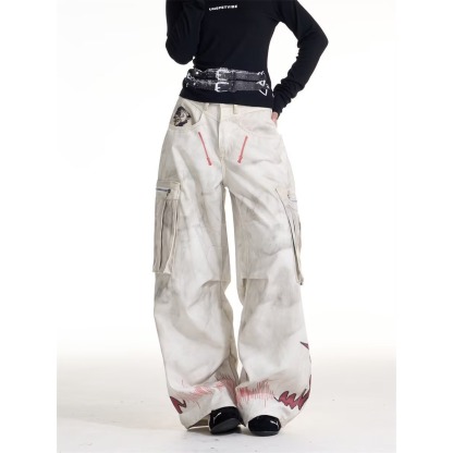 American Niche Curved Blade Jeans | Men’s Vintage Loose-Fit Streetwear Denim for Spring & Fall